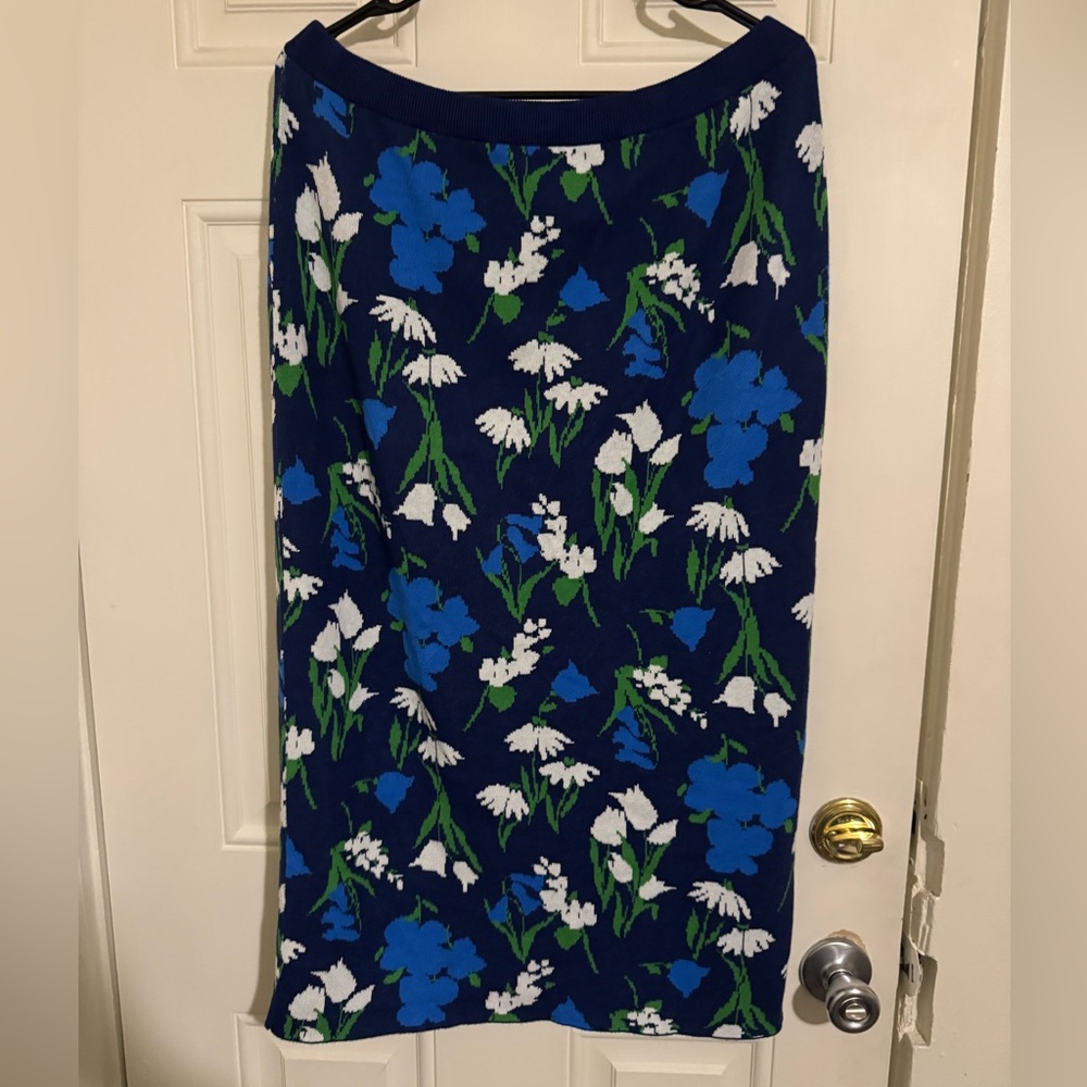 Kate Spade Blue Floral Pencil Skirt